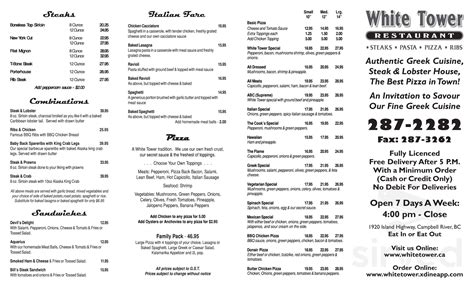 Campbell River Casino Menu