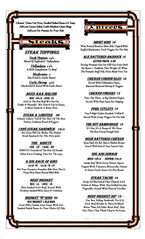 Camrose Casino Menu