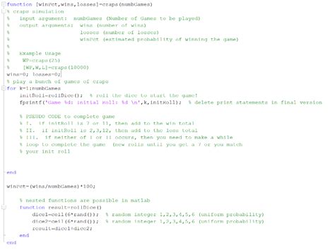 Craps Matlab