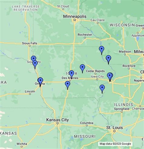 Iowa Locais De Casino Mapa