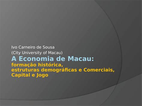 Macau Jogo Economia