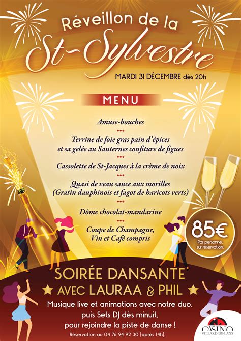 Menu Reveillon Casino Montrond Les Bains