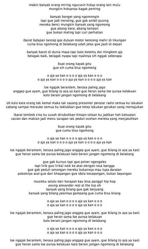 Terjemahan Lirik Lagu Roleta